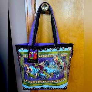 Laurel Burch Artistic Purple and Black Tote
